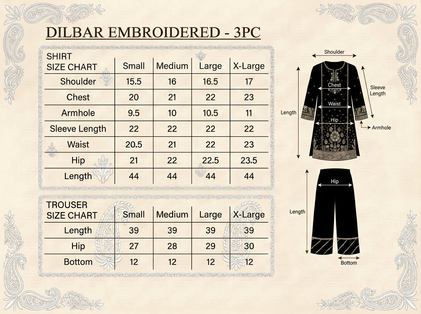 Dilbar Embroidered - 3pc