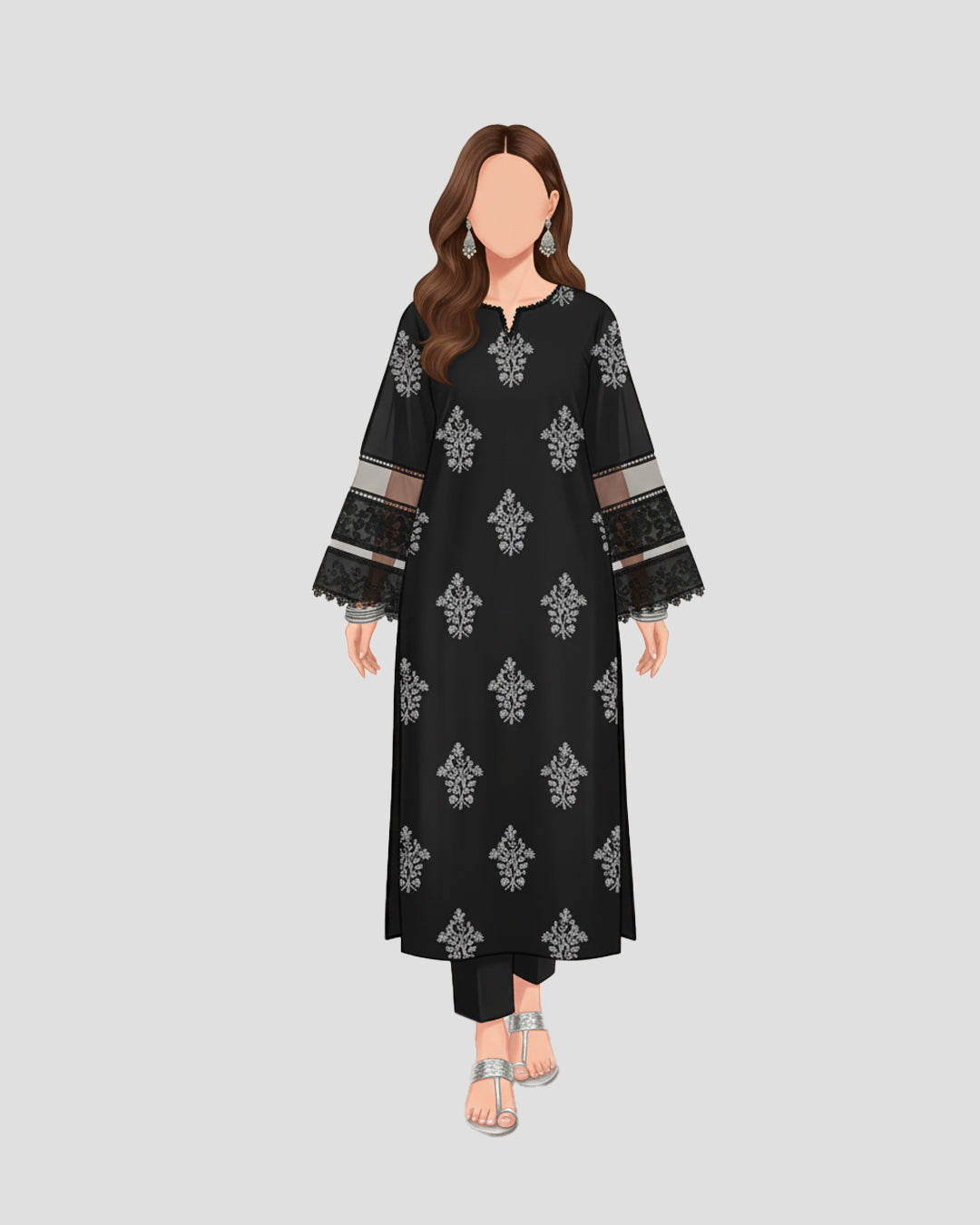 Nora Black Embroidered 3pc