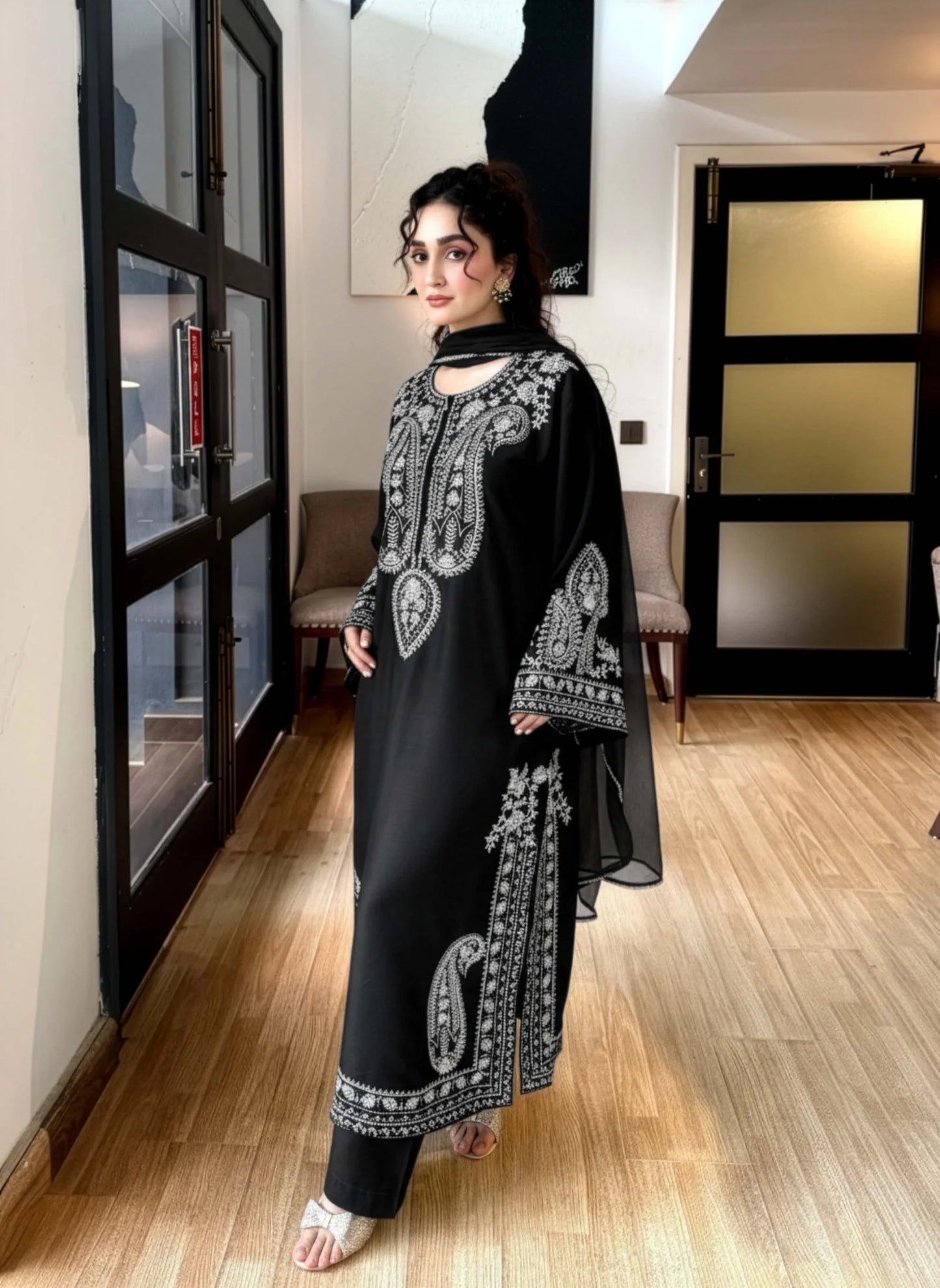 Aafreen Embroidered 3pc-Black