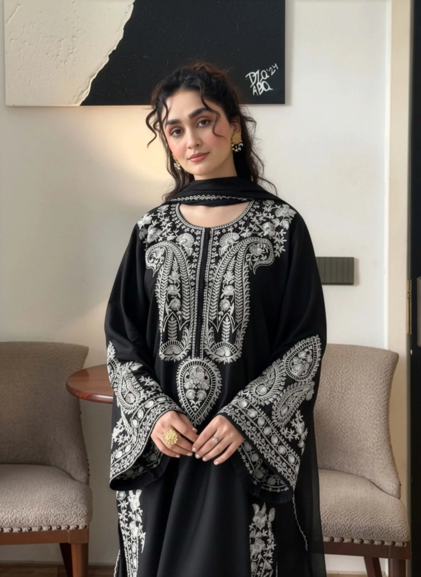 Aafreen Embroidered 3pc-Black