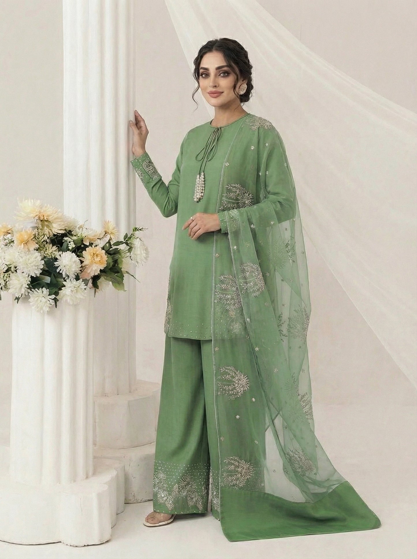 Embrose Embroidered 3pc Jade Green