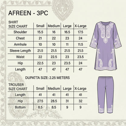 Aafreen Embroidered 3pc Lalic