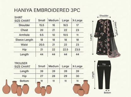 Haniya Embroiderd 3pc - Lawn