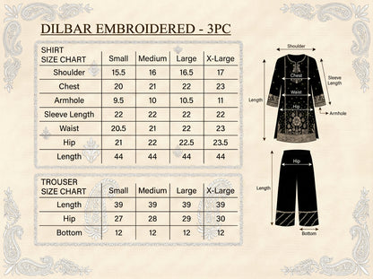 Dilbar Embroidered - 3pc