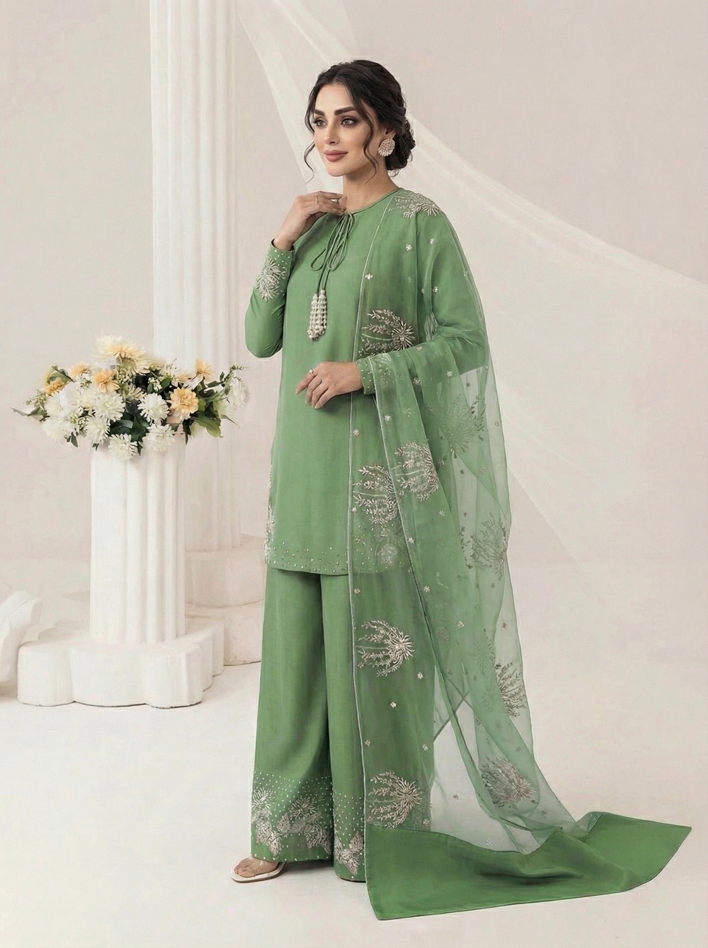 Embrose Embroidered 3pc Jade Green
