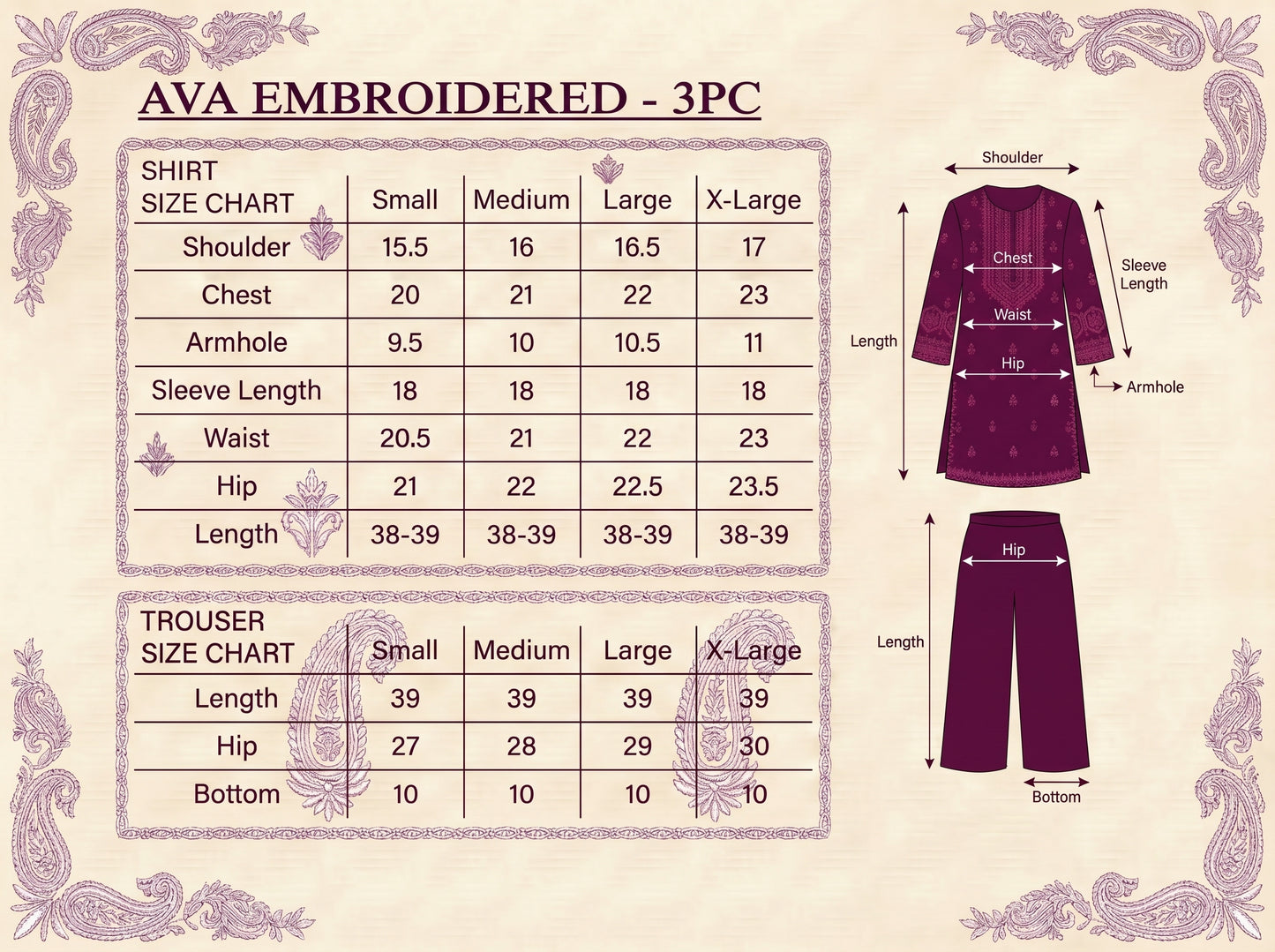 Ava Embroidered - 3pc