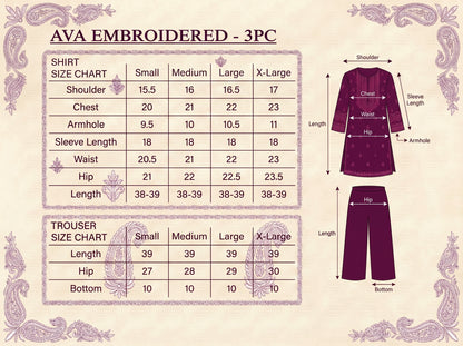 Ava Embroidered - 3pc