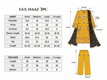 Gul naaz Embroidered - 3pc